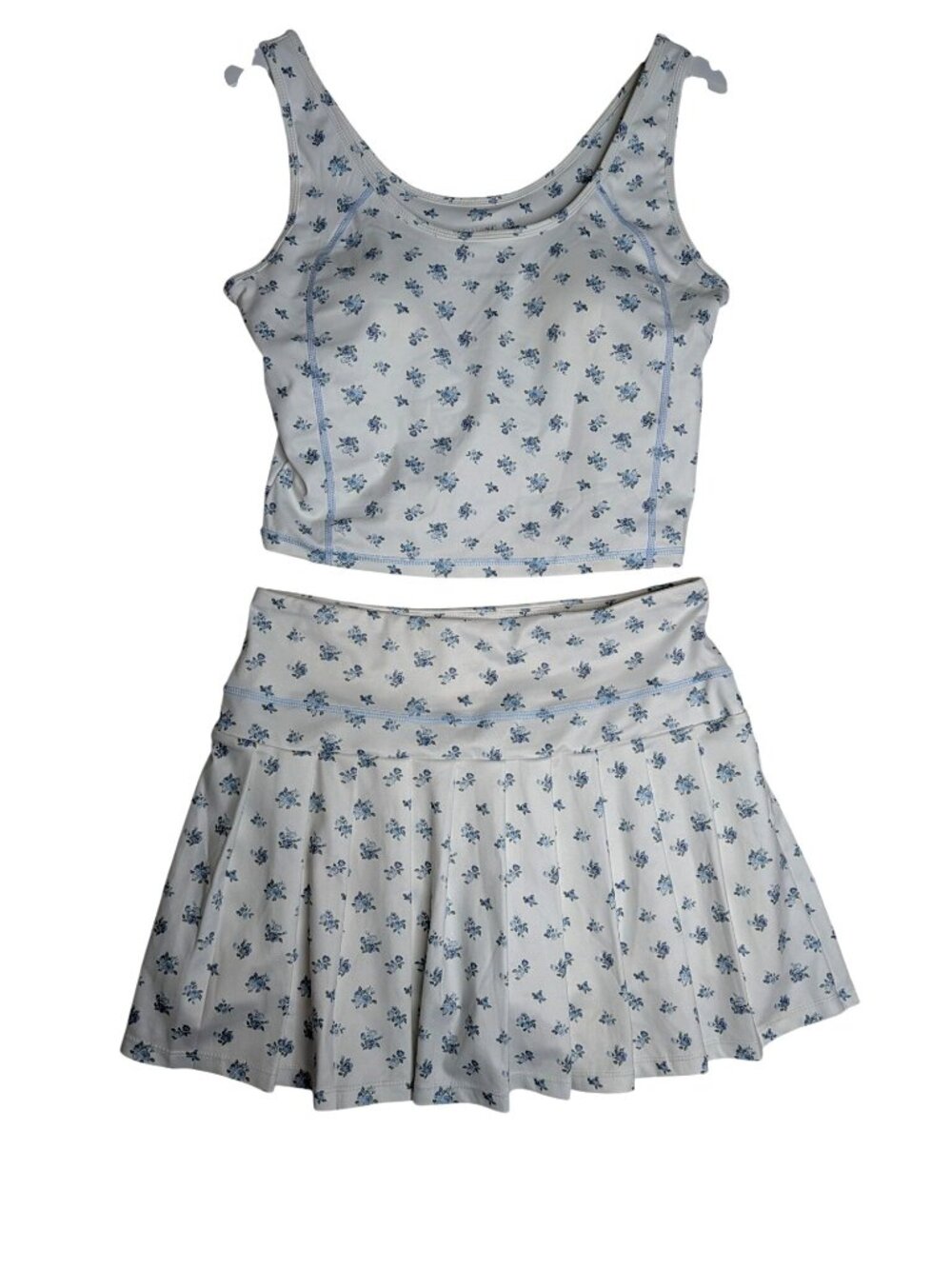 Young & Chic Crop Tank Top & Skirt Set XL Blue & White Tennis Pickleball - Picture 14 of 16
